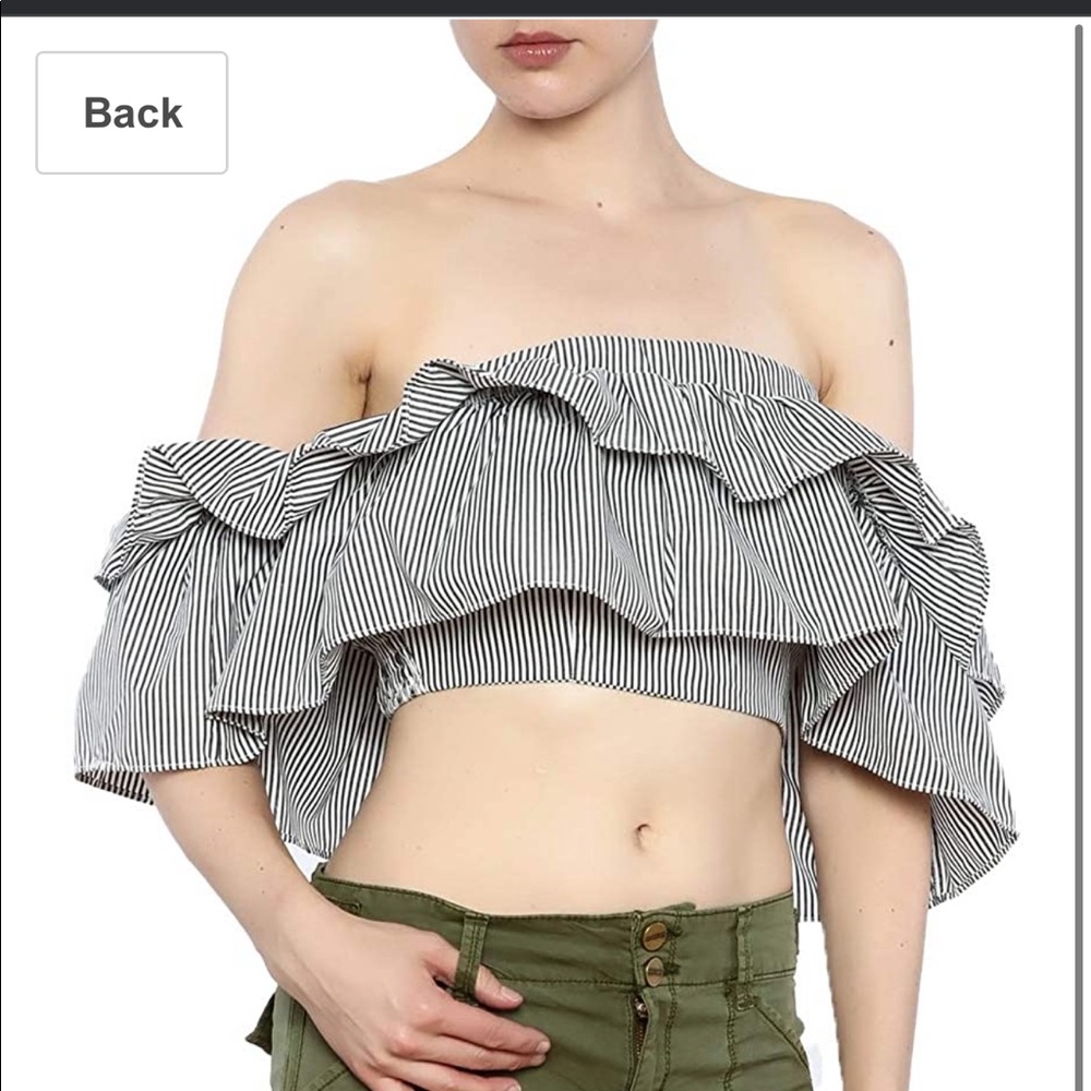 Off The Shoulder Striped Crop Top